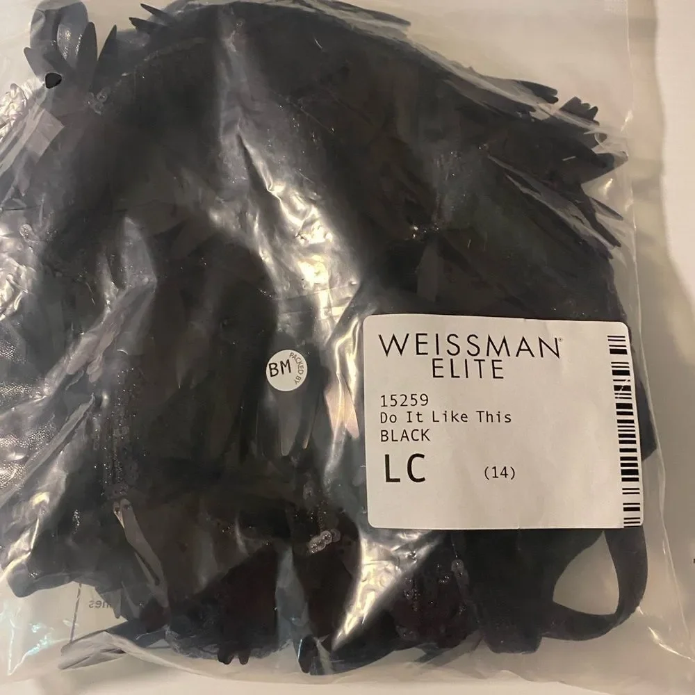 WEISSMAN Elite Dance Costume black fringe glam Do It Like This 15259 LC child
